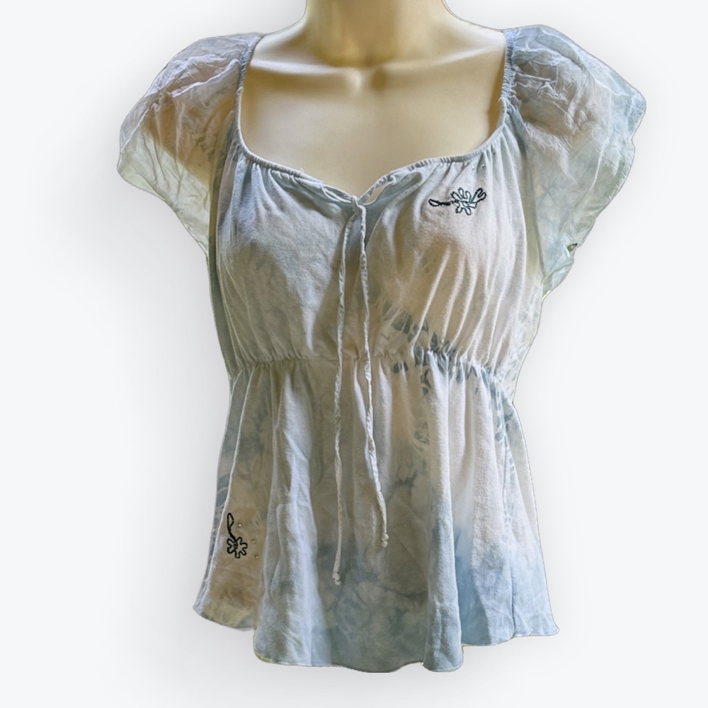 Embellished Pastel Fairy Coquette Top by Language LA Romantic Empire Waist ~ M - Picture 1 of 13